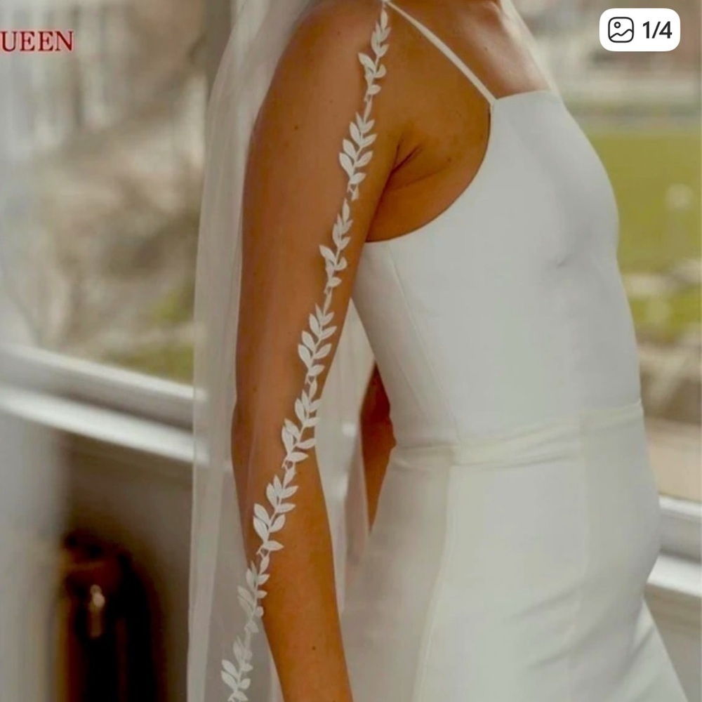 Elegant White Bridal Veil with Lace
